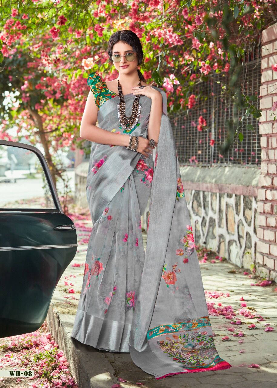 Sc White Lion Designer Printed Wholesale Party Wear Sarees
